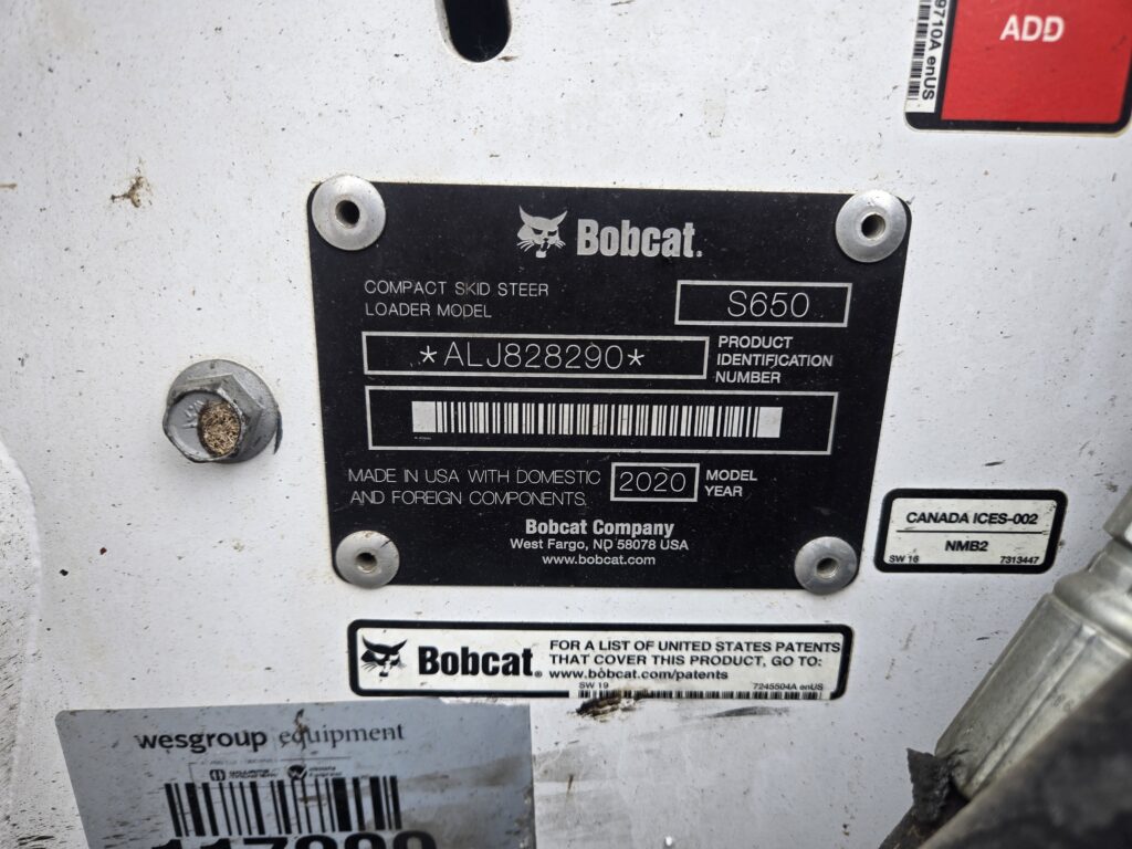 2020 Bobcat S650 Skid Steer 8